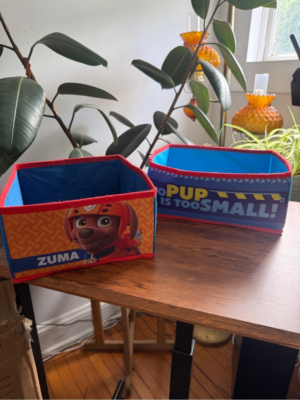 Paw Patrol Zuma Blue and Red Fabric Toy Storage Bins - Set of 2